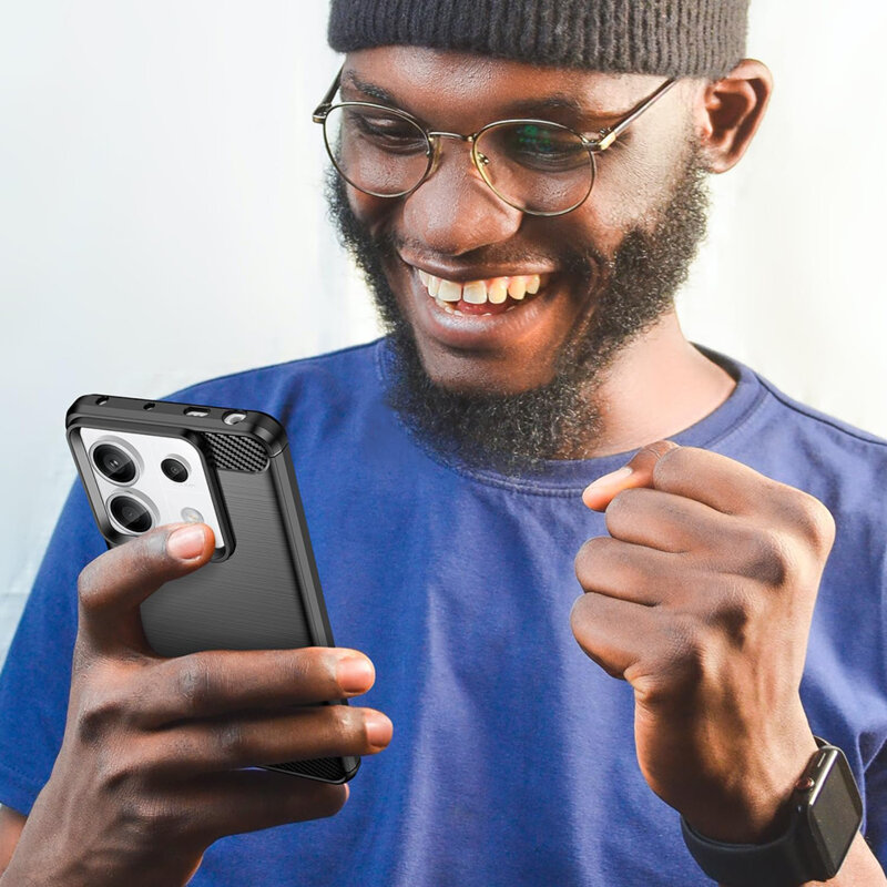 Husa Xiaomi Poco C65 Techsuit Carbon Silicone, negru