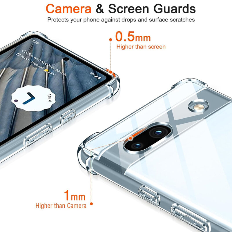 Husa Google Pixel 7a Techsuit Shockproof Clear Silicone, transparenta