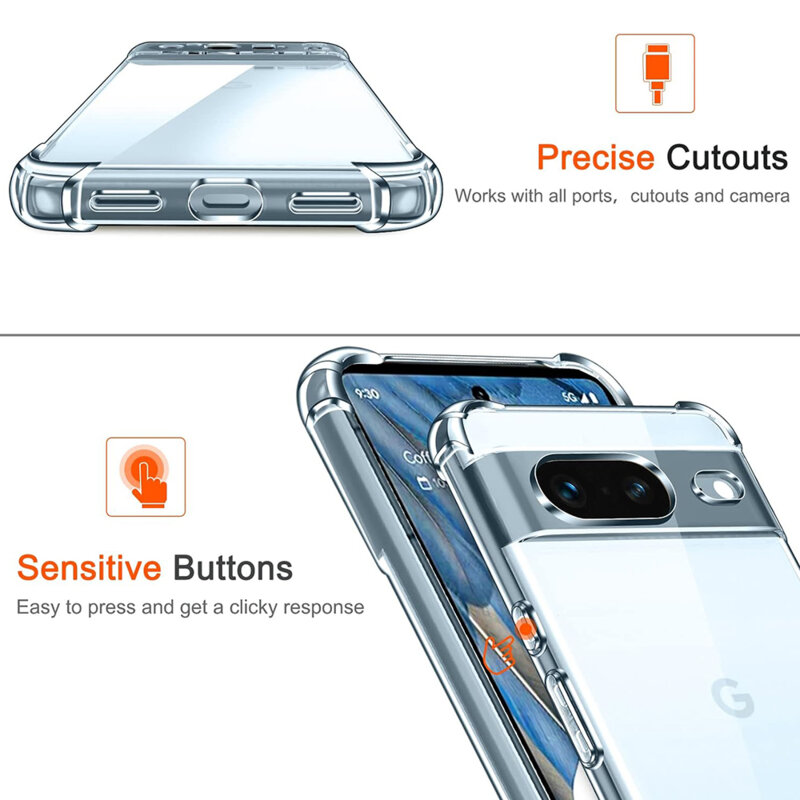 Husa Google Pixel 7 Techsuit Shockproof Clear Silicone, transparenta