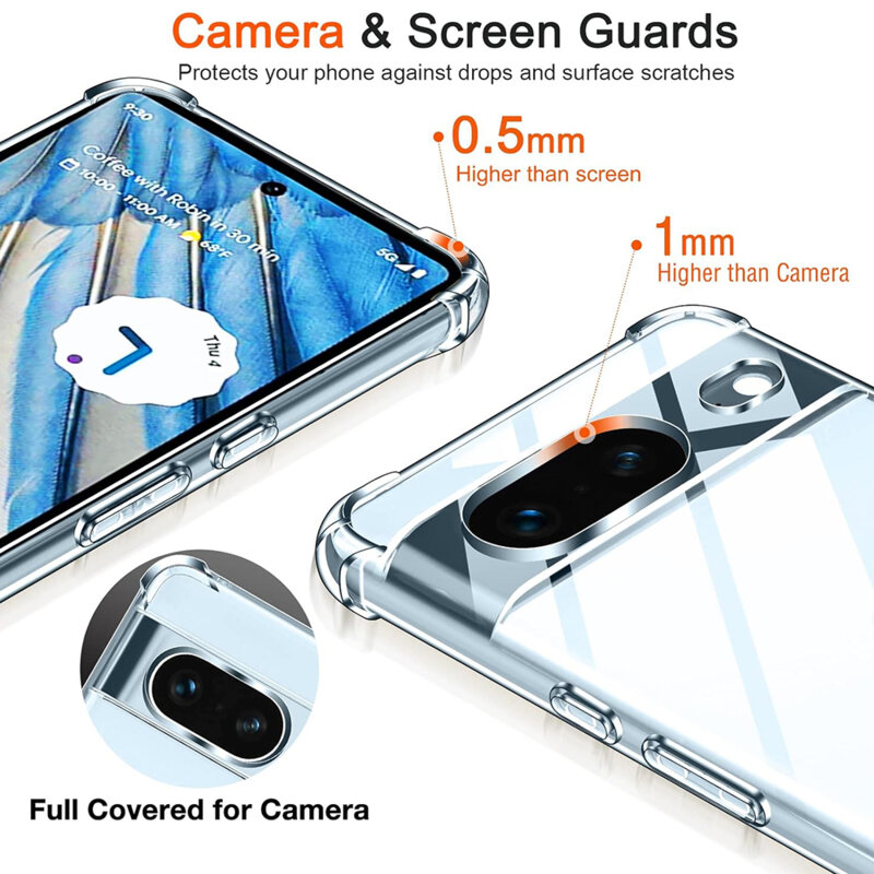 Husa Google Pixel 7 Techsuit Shockproof Clear Silicone, transparenta