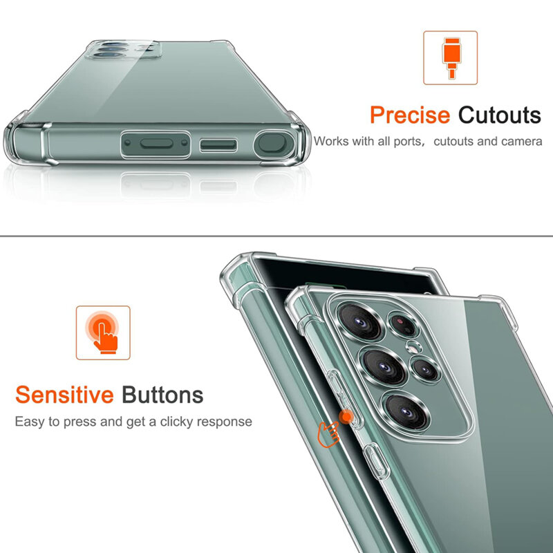Husa Samsung Galaxy S22 Ultra 5G Techsuit Shockproof Clear Silicone, transparenta
