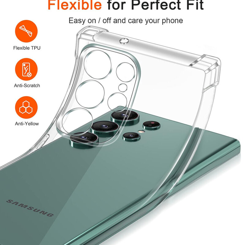 Husa Samsung Galaxy S22 Ultra 5G Techsuit Shockproof Clear Silicone, transparenta