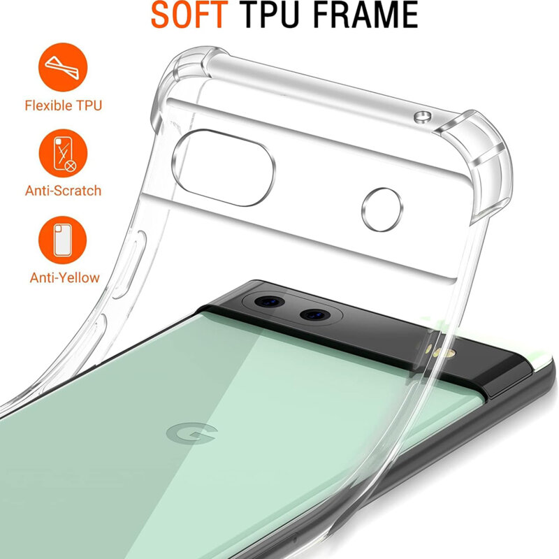 Husa Google Pixel 6a Techsuit Shockproof Clear Silicone, transparenta
