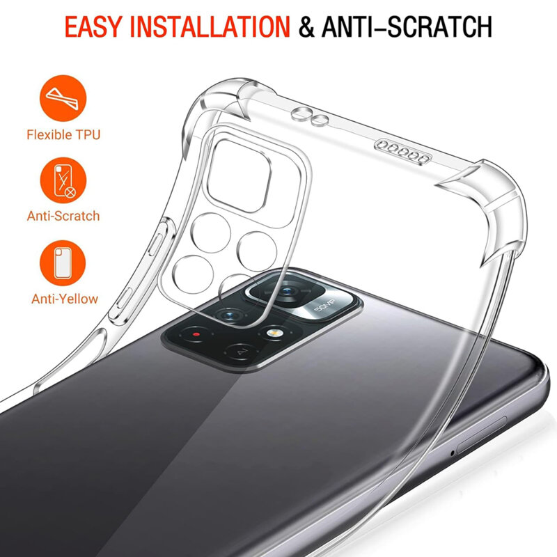 Husa Xiaomi Redmi Note 11 Techsuit Shockproof Clear Silicone, transparenta