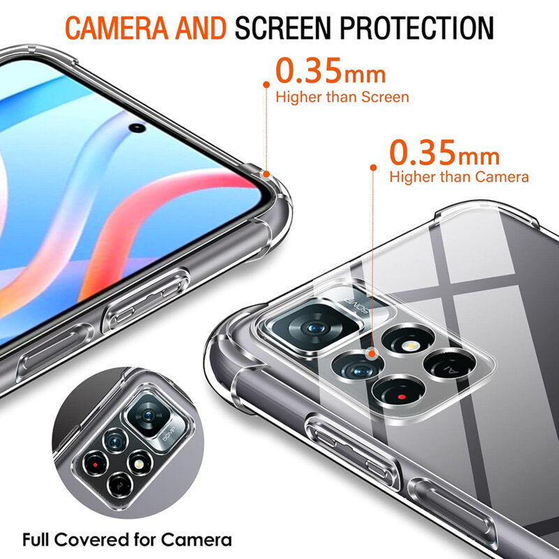 Husa Xiaomi Redmi Note 11 Techsuit Shockproof Clear Silicone, transparenta