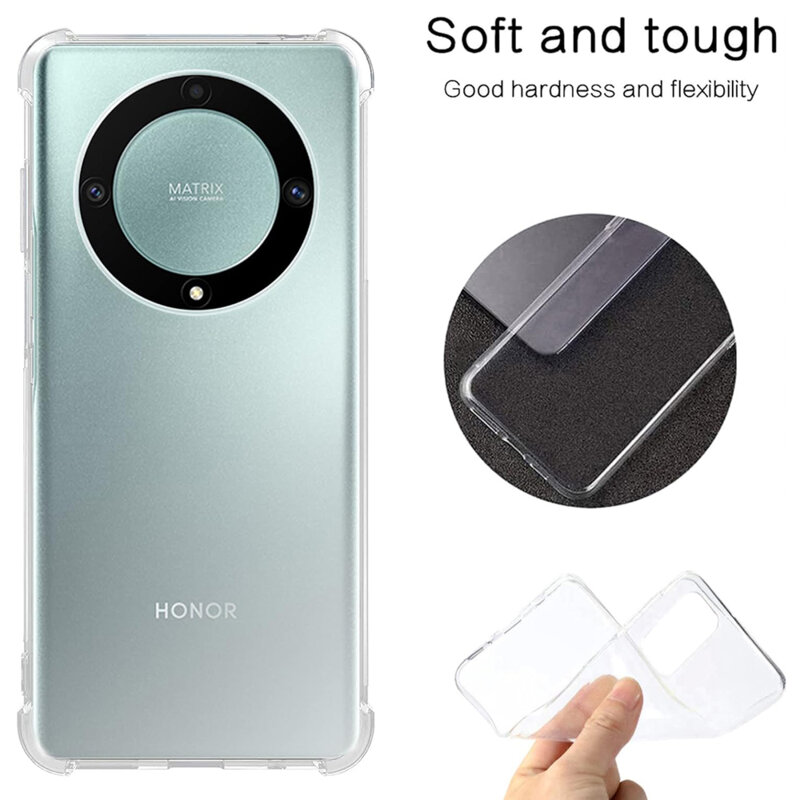 Husa Honor Magic5 Lite Techsuit Shockproof Clear Silicone, transparenta