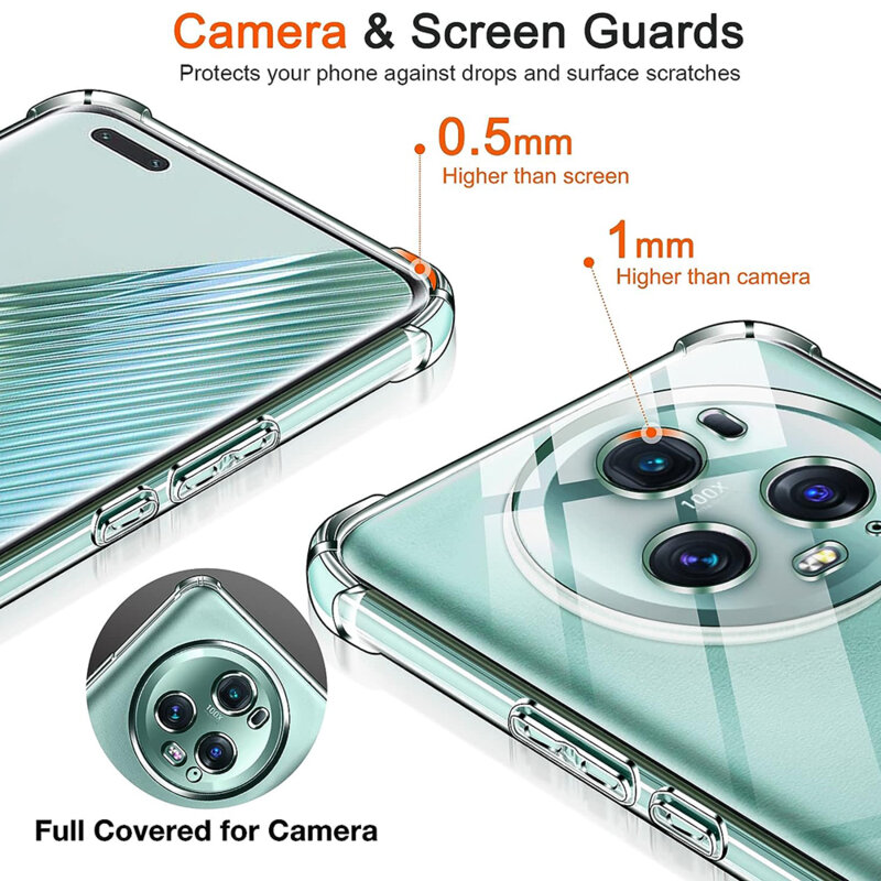 Husa Honor Magic5 Pro Techsuit Shockproof Clear Silicone, transparenta