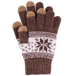Manusi touchscreen unisex, Snow, acrilic, maro