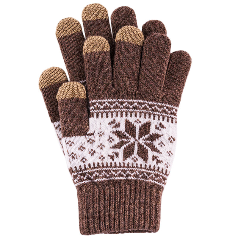 Manusi touchscreen unisex, Snow, acrilic, maro