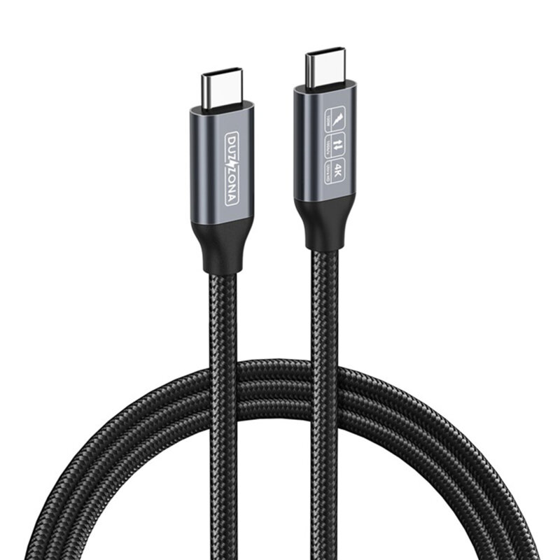 Cablu de date USB-C la USB-C, 100W, 1m Duzzona A9, gri