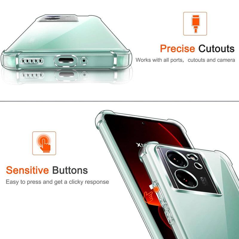 Husa Xiaomi 13T Techsuit Shockproof Clear Silicone, transparenta