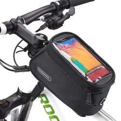 Husa Roswheel pentru bicicleta, cu buzunar pentru telefon de 5.5 inch si cablu jack 3.5mm - Negru