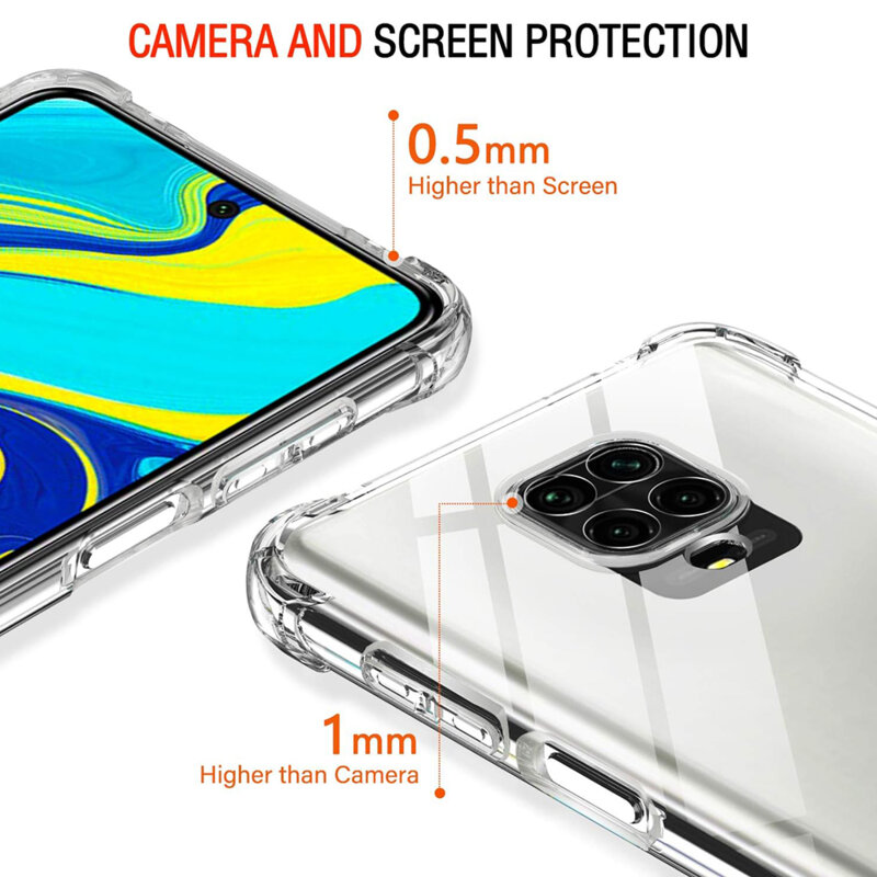 Husa Xiaomi Redmi Note 9S Techsuit Shockproof Clear Silicone, transparenta