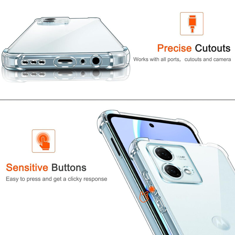 Husa Motorola Moto G84 Techsuit Shockproof Clear Silicone, transparenta