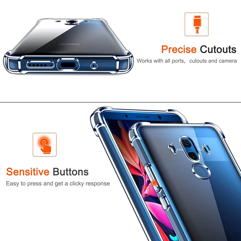 Husa Huawei Mate 10 Pro Techsuit Shockproof Clear Silicone, transparenta