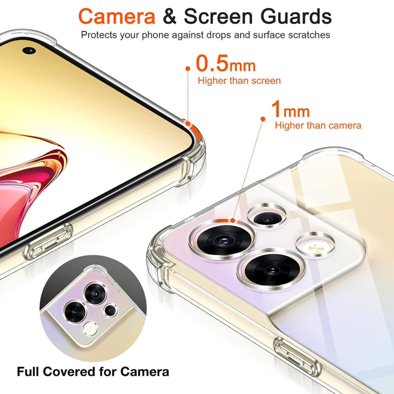 Husa Oppo Reno8 Techsuit Shockproof Clear Silicone, transparenta