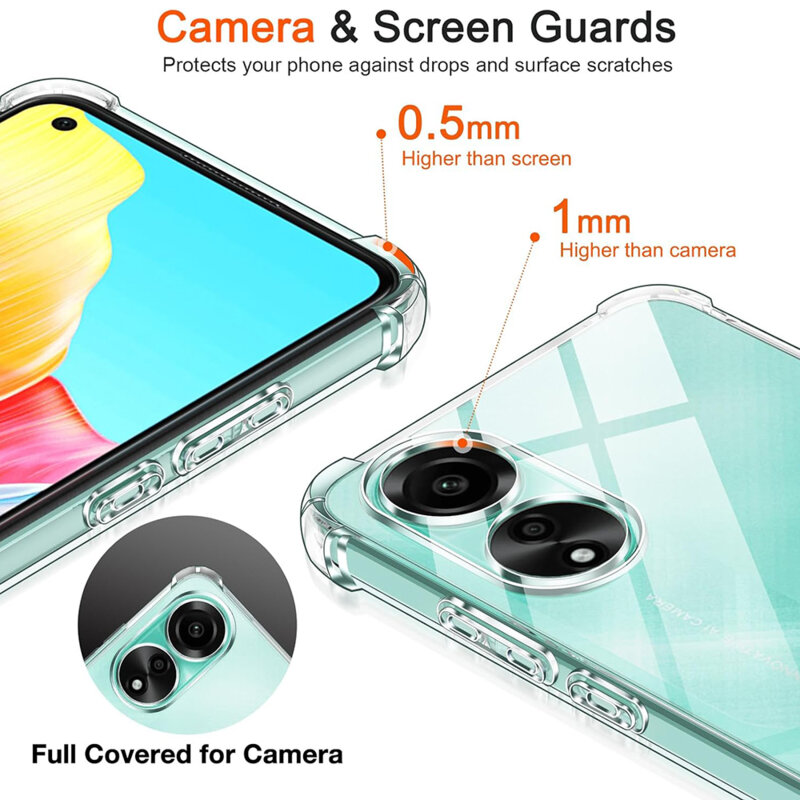 Husa Oppo A58 4G Techsuit Shockproof Clear Silicone, transparenta