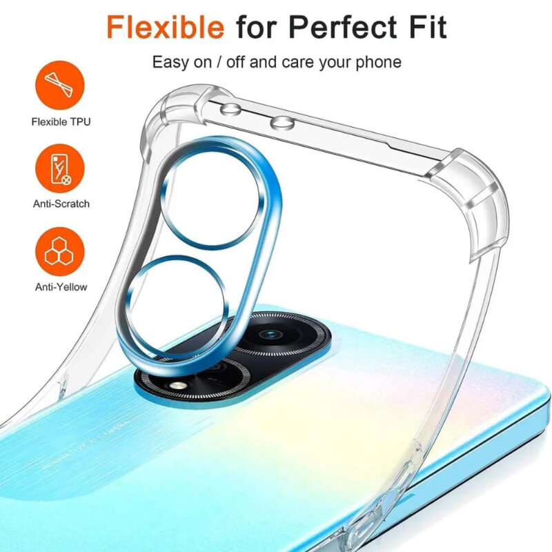 Husa Oppo A98 5G Techsuit Shockproof Clear Silicone, transparenta