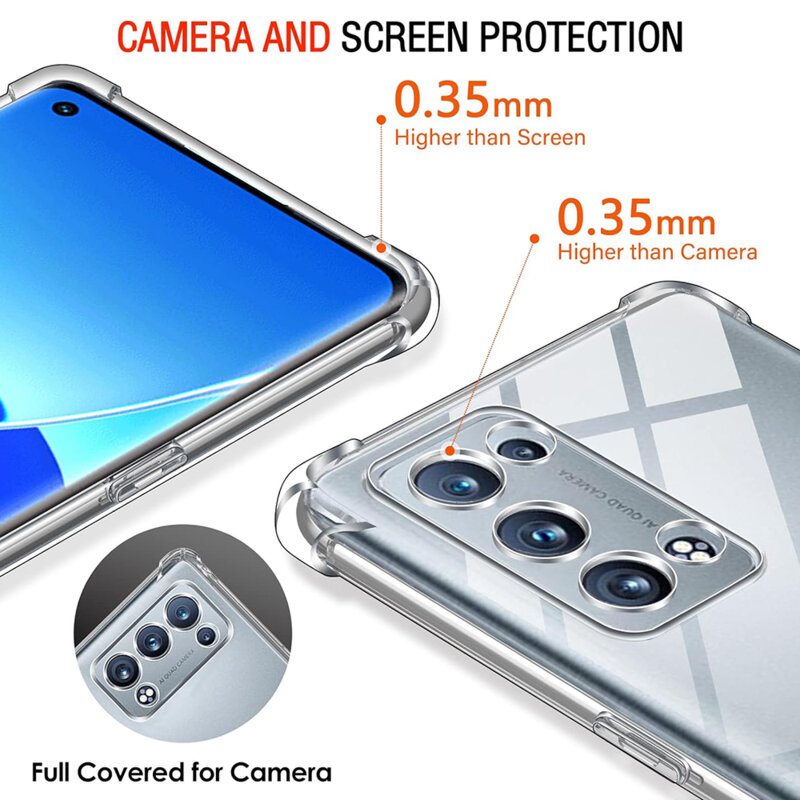 Husa Oppo Reno6 Pro 5G (Snapdragon) Techsuit Shockproof Clear Silicone, transparenta