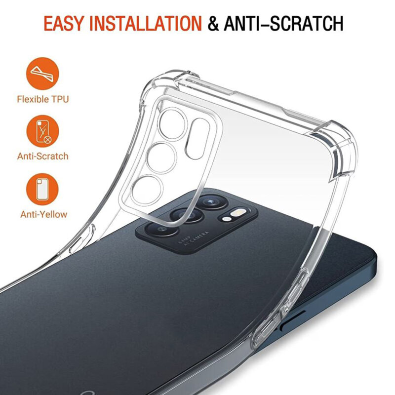 Husa Oppo Reno6 5G Techsuit Shockproof Clear Silicone, transparenta