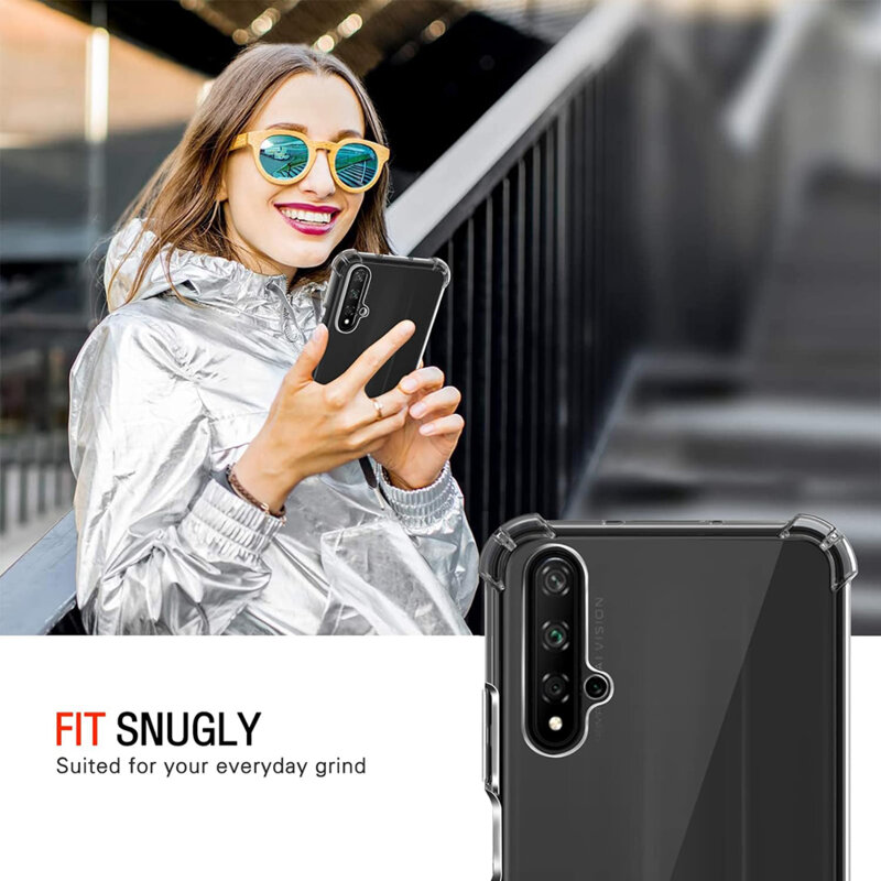 Husa Huawei Nova 5T Techsuit Shockproof Clear Silicone, transparenta