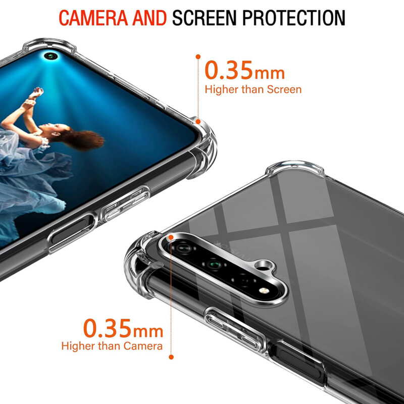 Husa Huawei Honor 20 Techsuit Shockproof Clear Silicone, transparenta