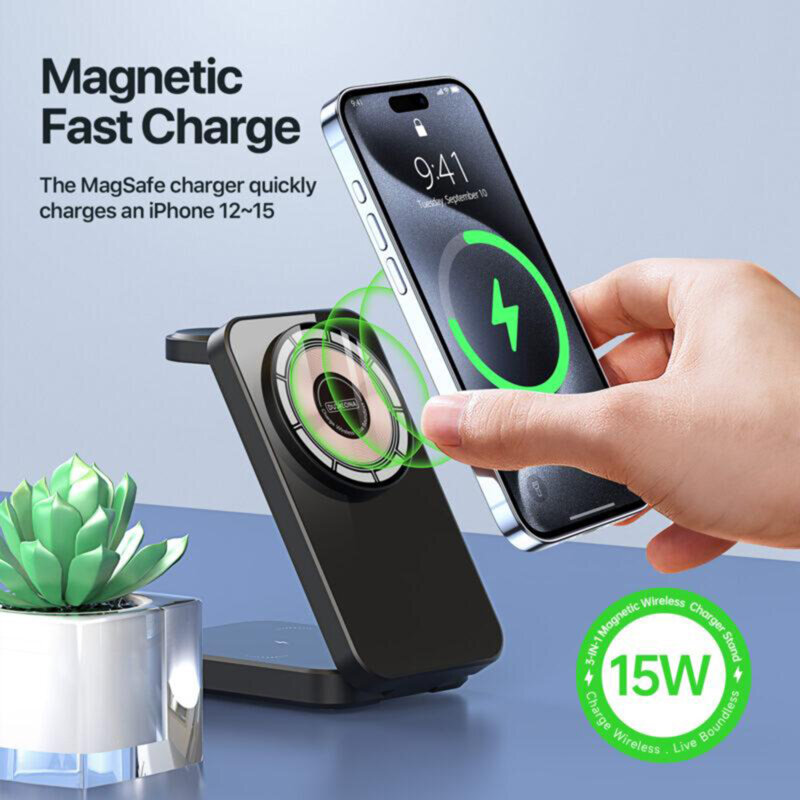 Statie de incarcare wireless pentru iPhone Duzzona W17, negru