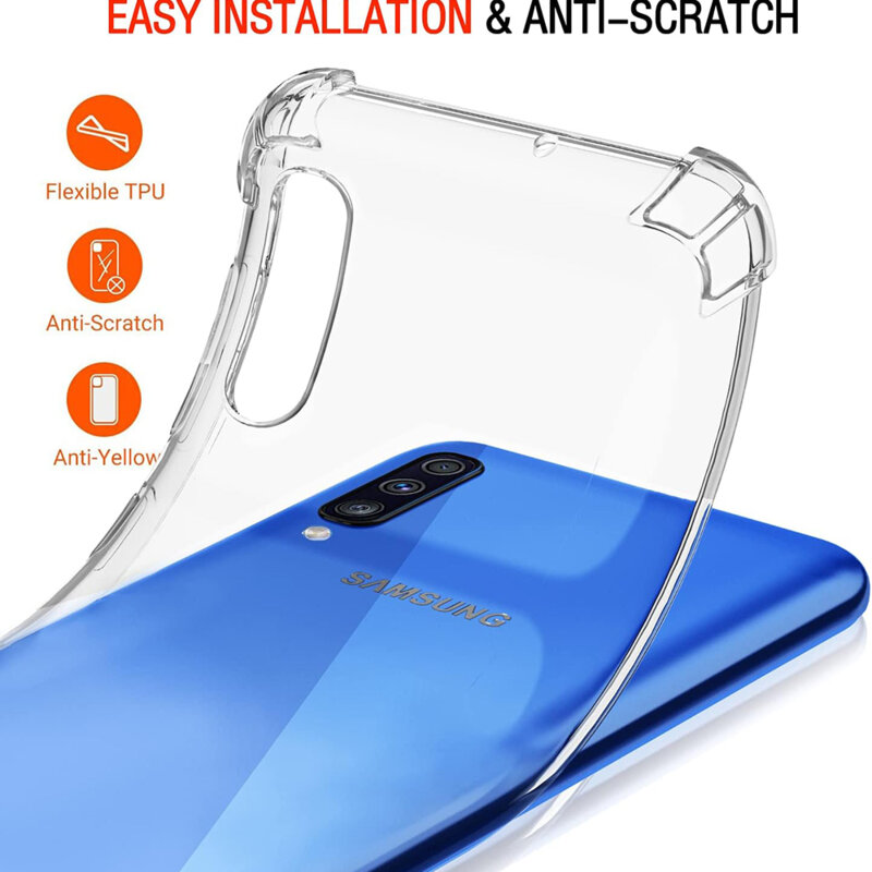 Husa Samsung Galaxy A50 Techsuit Shockproof Clear Silicone, transparenta