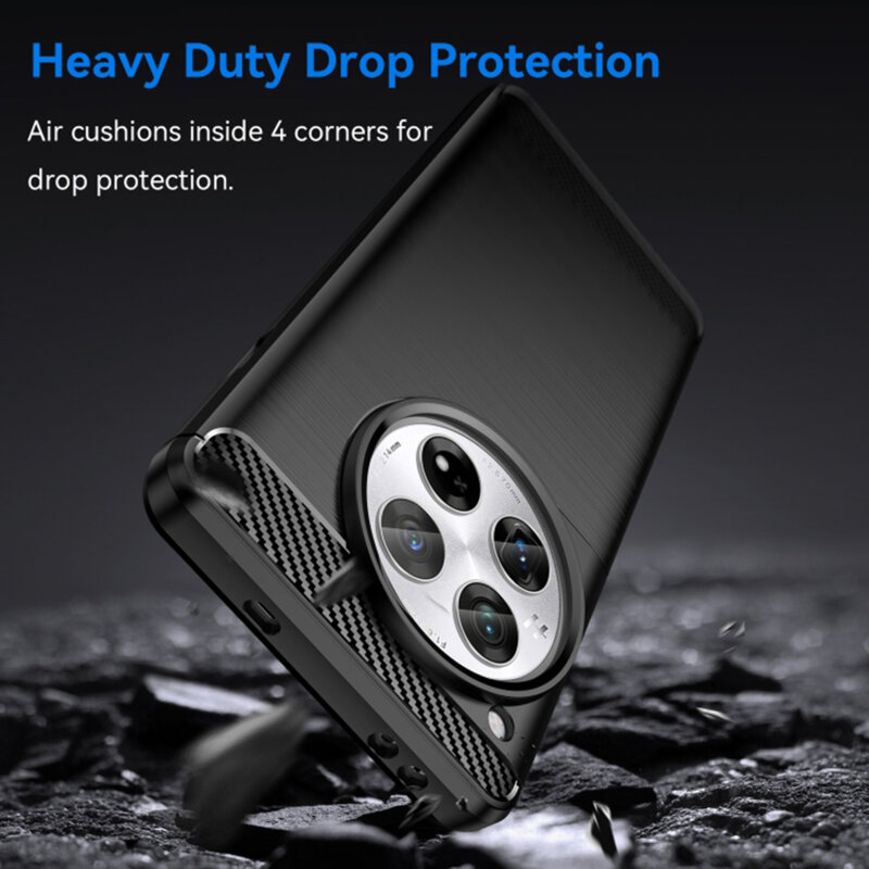 Husa OnePlus 12 Techsuit Carbon Silicone, negru