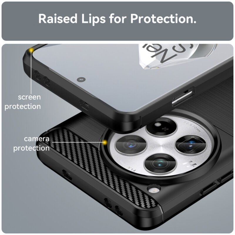 Husa OnePlus 12 Techsuit Carbon Silicone, negru