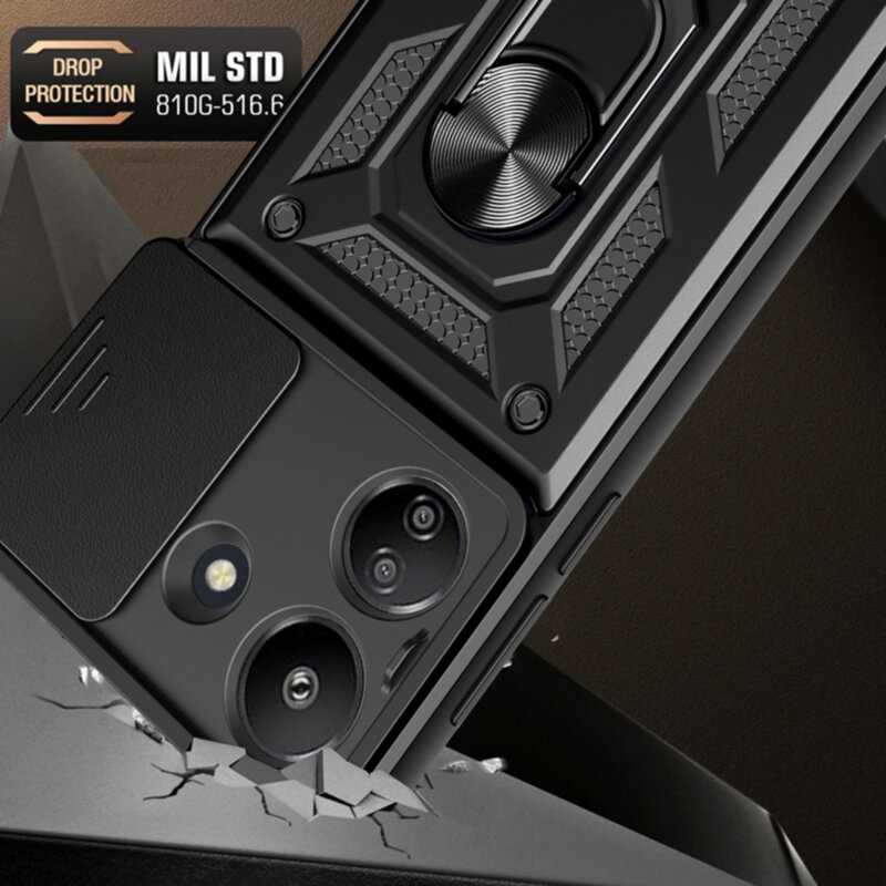 Husa Xiaomi Redmi 13C 4G protectie camera Techsuit CamShield Series, negru