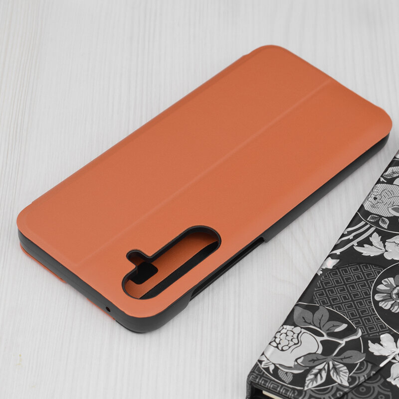 Husa Samsung Galaxy A55 5G Eco Leather View flip tip carte, portocaliu