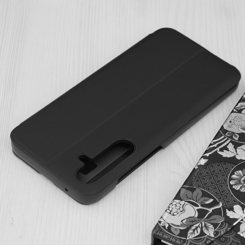 Husa Samsung Galaxy A55 5G Eco Leather View flip tip carte, negru