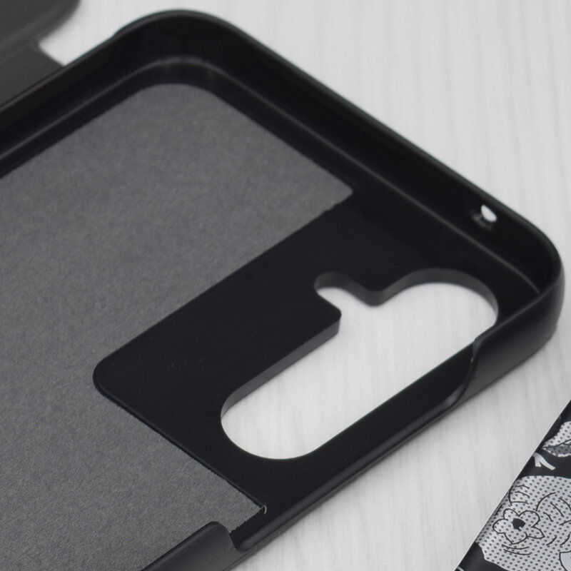 Husa Samsung Galaxy A55 5G Eco Leather View flip tip carte, negru