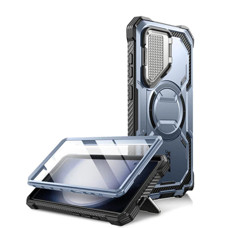 [Pachet 360°] Husa + folie Samsung Galaxy S24 Ultra I-Blason Armorbox MagSafe, albastru