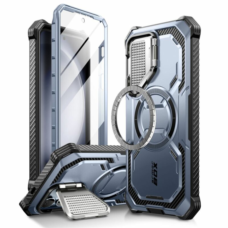 [Pachet 360°] Husa + folie Samsung Galaxy S24 I-Blason Armorbox MagSafe, albastru