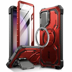 [Pachet 360°] Husa + folie Samsung Galaxy S24 Ultra I-Blason Armorbox MagSafe, rosu
