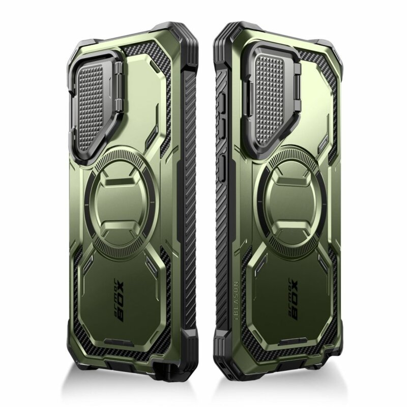 [Pachet 360°] Husa + folie Samsung Galaxy S24 Ultra I-Blason Armorbox MagSafe, verde
