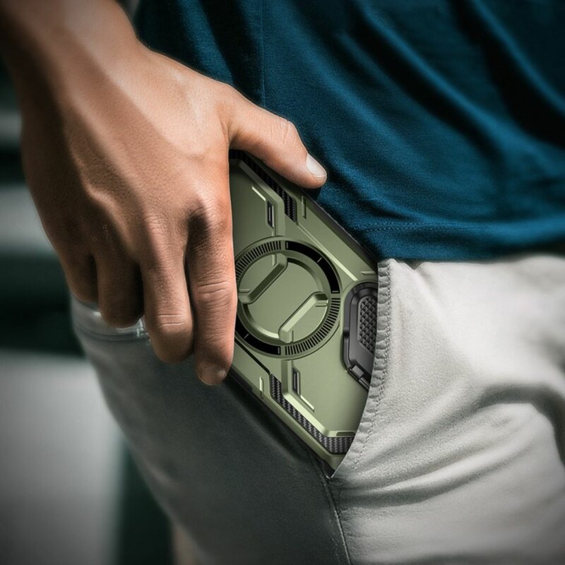 [Pachet 360°] Husa + folie Samsung Galaxy S24 Ultra I-Blason Armorbox MagSafe, verde