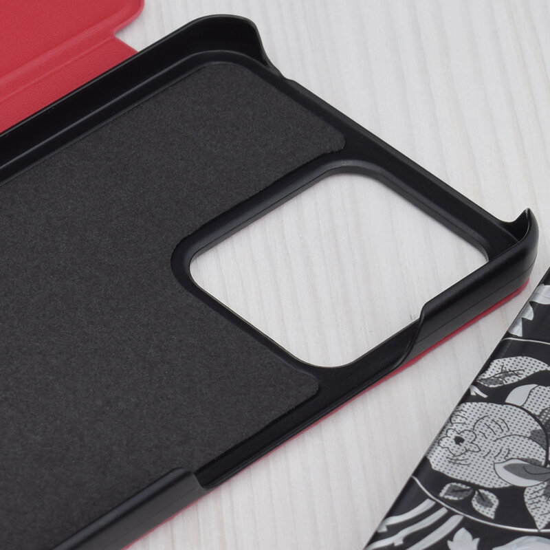 Husa Xiaomi Poco M6 Eco Leather View flip tip carte, rosu