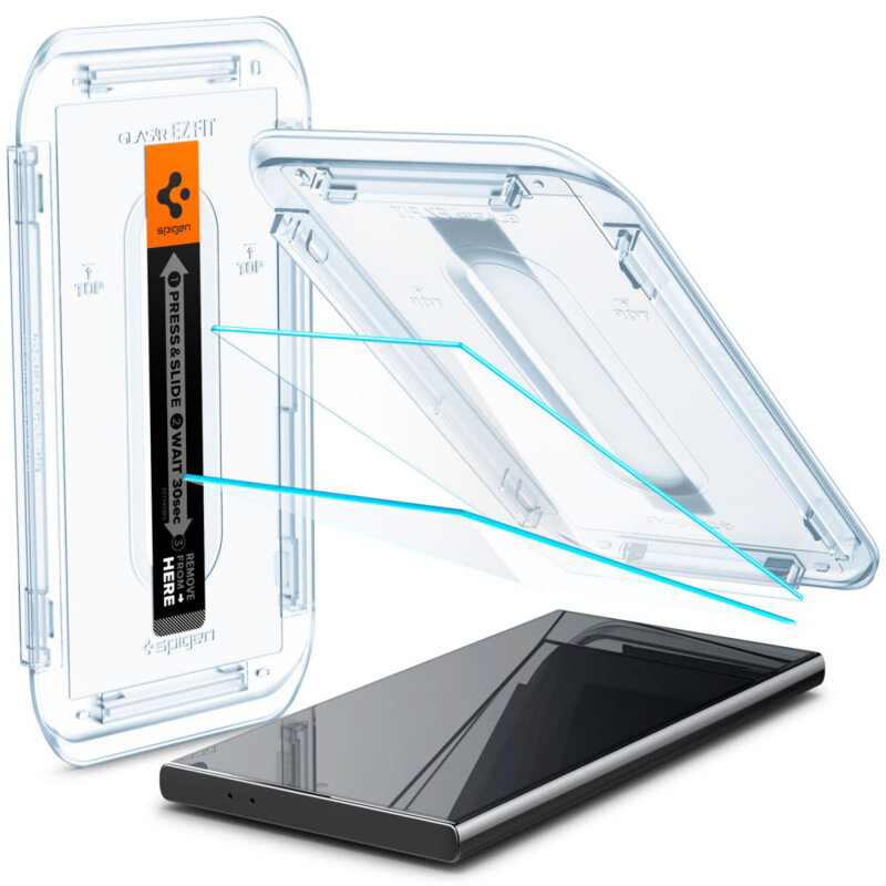 [Pachet 2x] Folie Samsung Galaxy S24 Ultra Spigen Glas.tR EZ Fit, transparenta