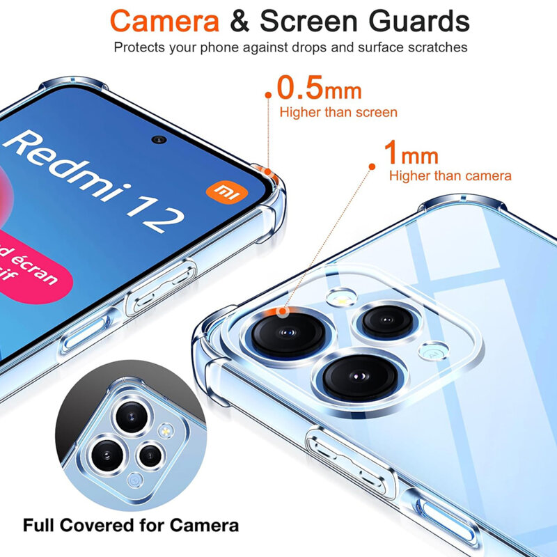 Husa Xiaomi Redmi 12 5G Techsuit Shockproof Clear Silicone, transparenta