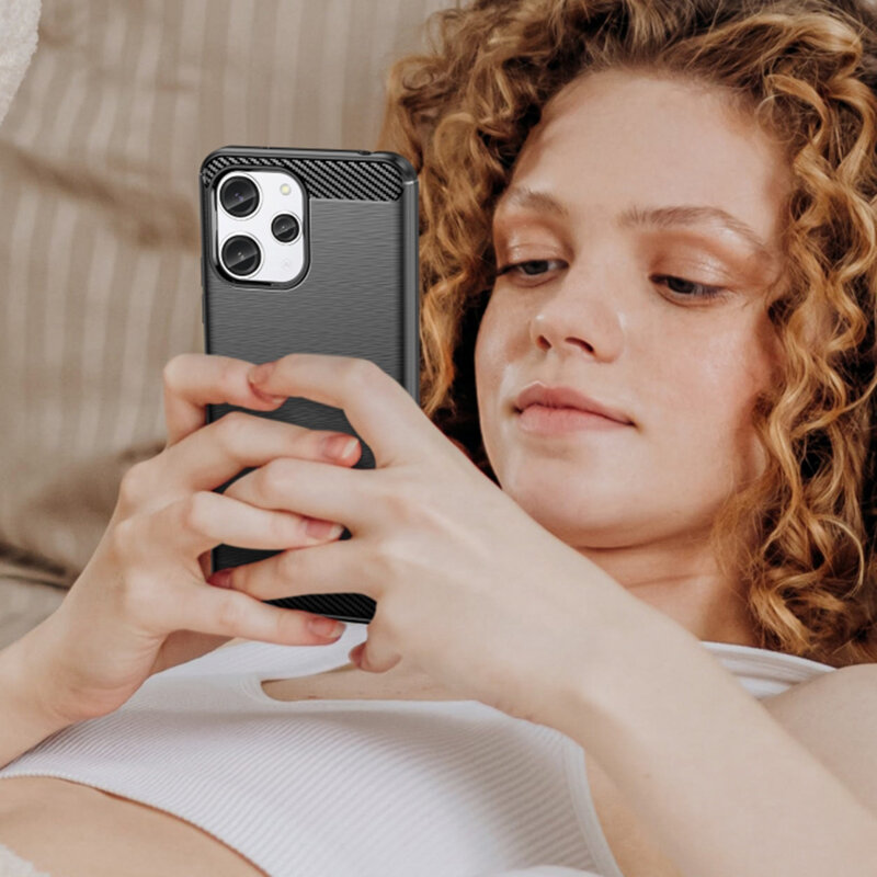 Husa Xiaomi Redmi Note 12 5G Techsuit Carbon Silicone, negru