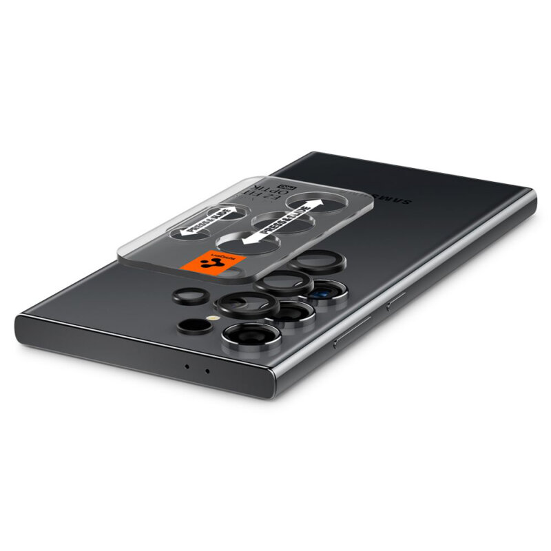 [Pachet 2x] Folie sticla camera Samsung Galaxy S24 Ultra Spigen Glas.tR Optik EZ Fit Pro, negru