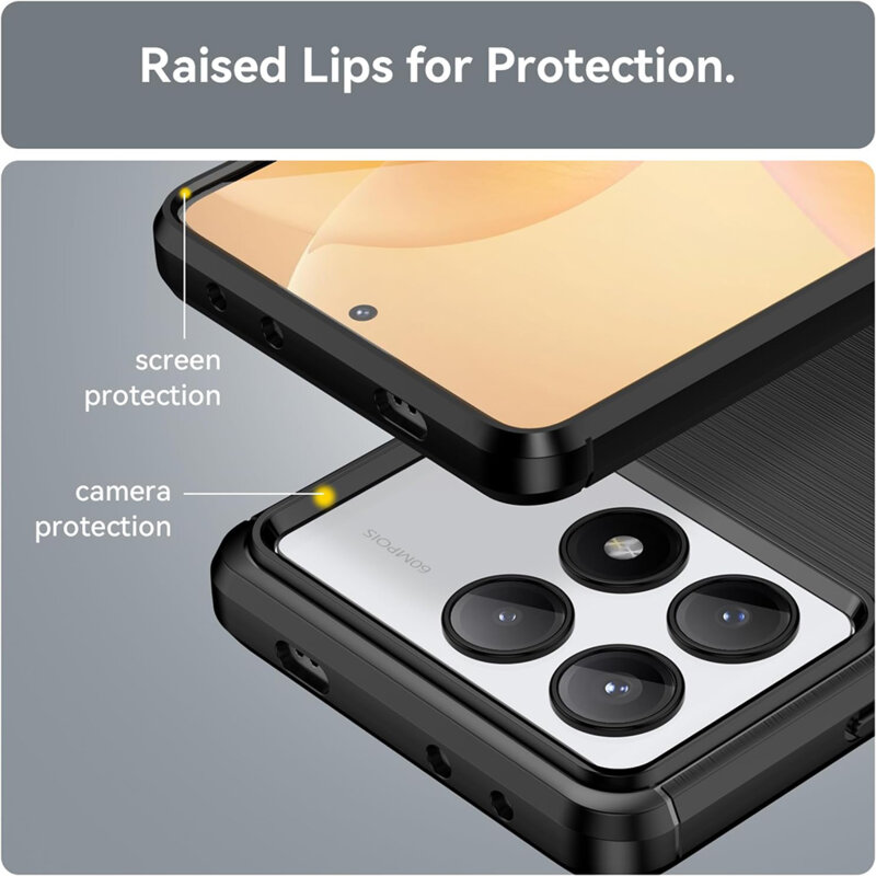 Husa Xiaomi Poco X6 Pro Techsuit Carbon Silicone, negru