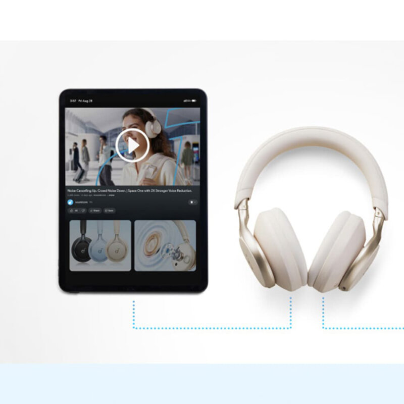 Casti on-ear Bluetooth ANC Anker Space One, negru