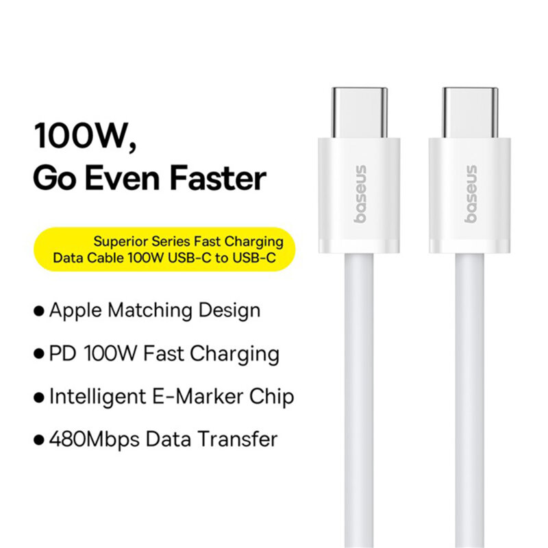 Cablu de date Fast Charging Type-C 100W, 1m Baseus P10365200211-03