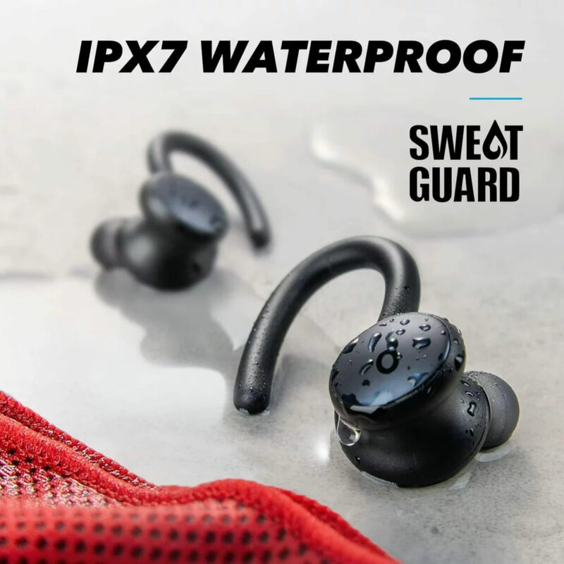 Casti sport Bluetooth wireless Anker X10, bass, IPX7, negru