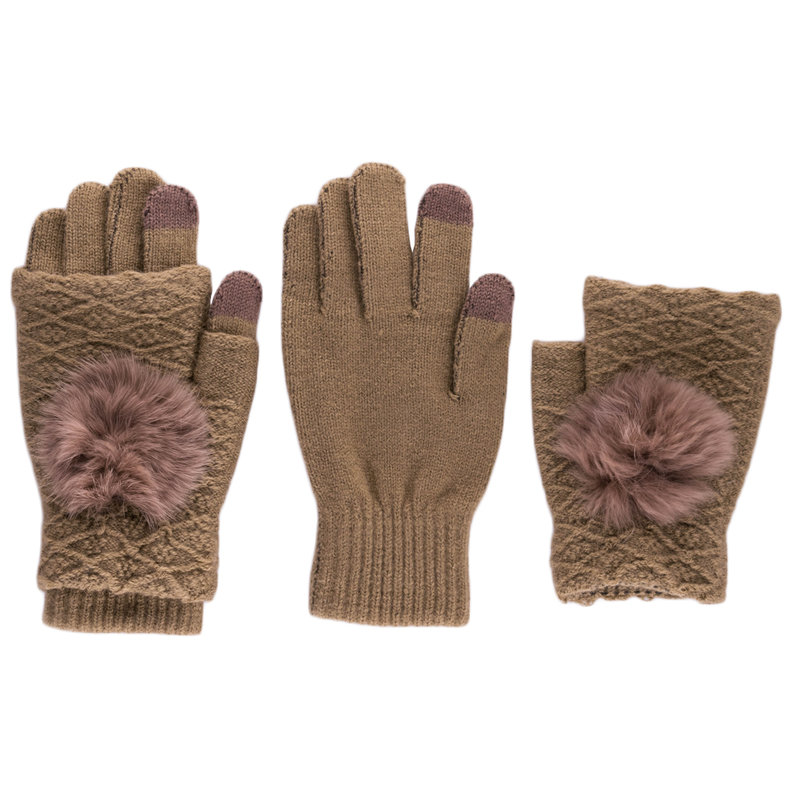 Manusi touchscreen dama, acrilic, cafeniu