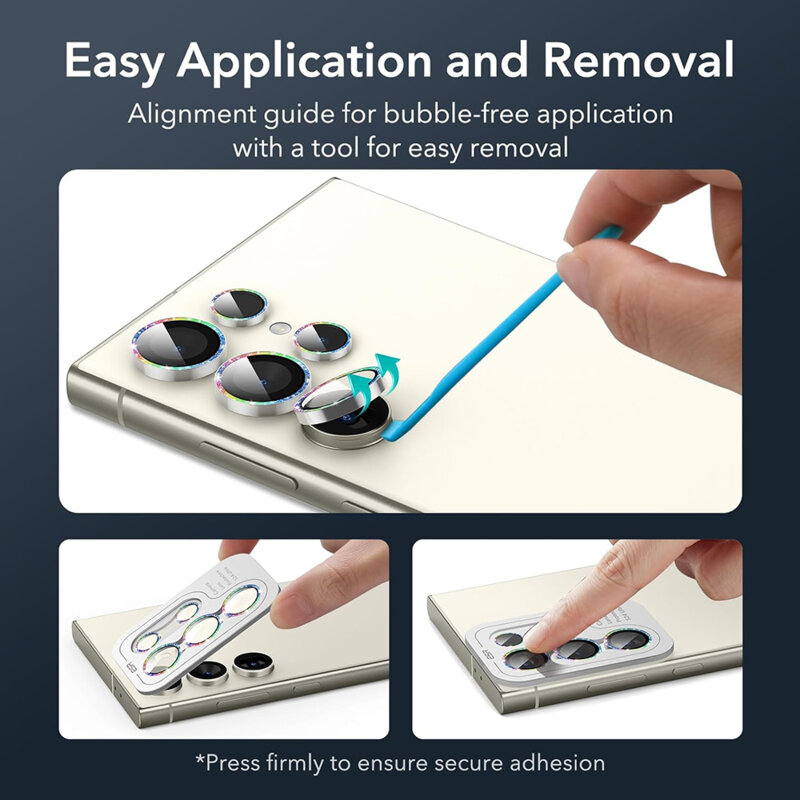 Folie sticla cu strasuri camera Samsung Galaxy S24 Ultra ESR Lens Protector, rhinestone